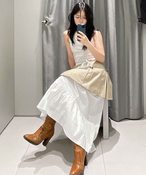 MUSINSA STANDARD WOMAN（ムシンサスタンダードウーマン）の「ウィメンズシャーリングビスチェタンクトップ[ホワイト]（Tシャツ/カットソー・レディース・その他・SMALL/MEDIUM/LARGE/X-SMALL）」の2枚目の写真