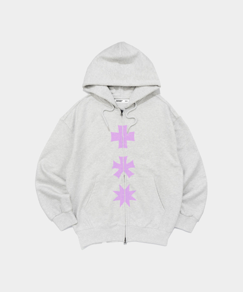 mydeepbluememories（マイディープブルーメモリーズ）の「(zp) MM THREE LOGO ZIPUP (LIGHT GREY)（パーカー・レディース・その他・SMALL/X-LARGE）」の3枚目の写真