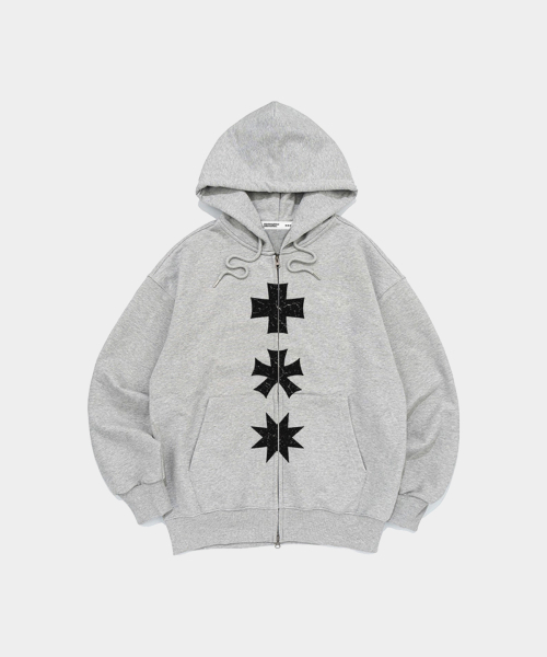 mydeepbluememories（マイディープブルーメモリーズ）の「(zp) MM THREE LOGO ZIPUP (LIGHT GREY)（パーカー・レディース・その他・SMALL/X-LARGE）」の4枚目の写真