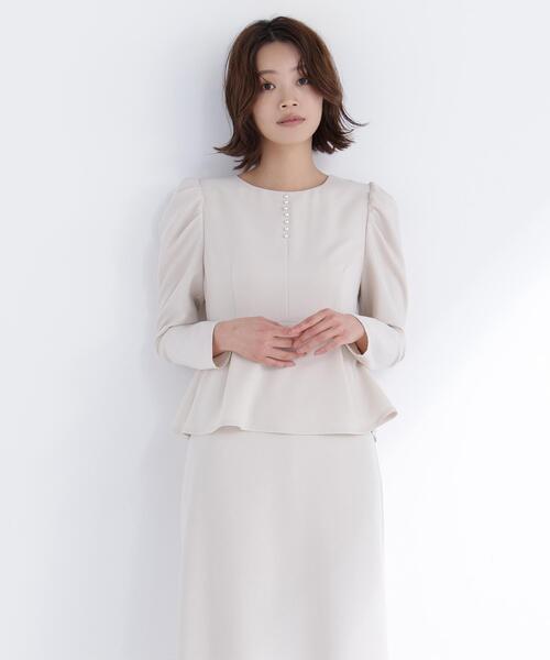 NATURAL BEAUTY BASIC（ナチュラルビューティーベーシック）の「◇ラインパールペプラムワンピース（ワンピース・レディース・グレー/ベージュ/ネイビー・MEDIUM/P/S）」の11枚目の写真