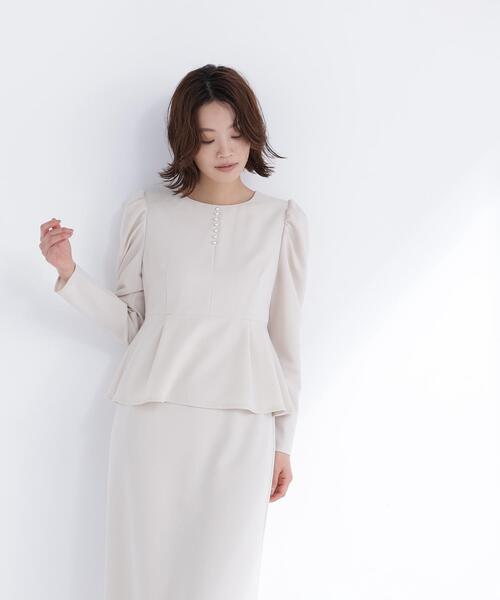 NATURAL BEAUTY BASIC（ナチュラルビューティーベーシック）の「◇ラインパールペプラムワンピース（ワンピース・レディース・グレー/ベージュ/ネイビー・MEDIUM/P/S）」の17枚目の写真