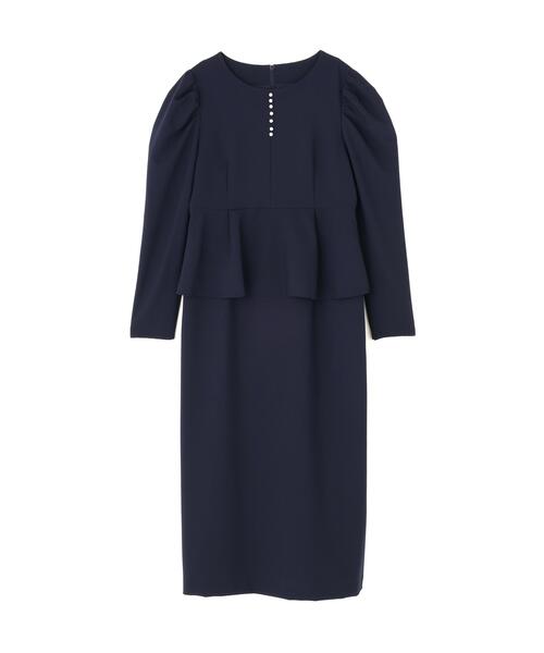 NATURAL BEAUTY BASIC（ナチュラルビューティーベーシック）の「◇ラインパールペプラムワンピース（ワンピース・レディース・グレー/ベージュ/ネイビー・MEDIUM/P/S）」の20枚目の写真