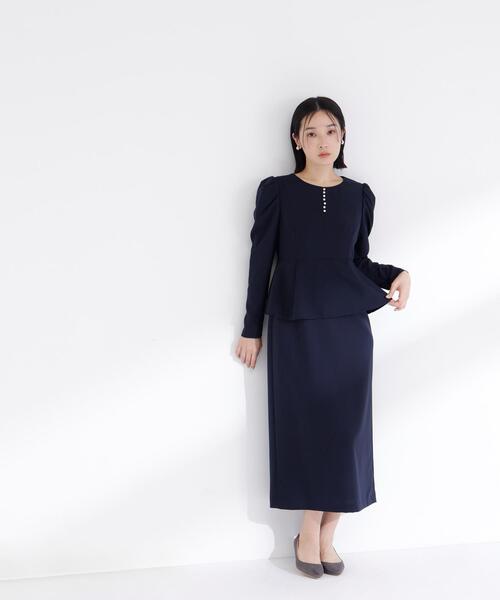 NATURAL BEAUTY BASIC（ナチュラルビューティーベーシック）の「◇ラインパールペプラムワンピース（ワンピース・レディース・グレー/ベージュ/ネイビー・MEDIUM/P/S）」の21枚目の写真