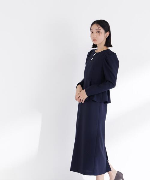 NATURAL BEAUTY BASIC（ナチュラルビューティーベーシック）の「◇ラインパールペプラムワンピース（ワンピース・レディース・グレー/ベージュ/ネイビー・MEDIUM/P/S）」の22枚目の写真