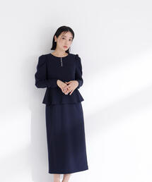 NATURAL BEAUTY BASIC | ◇ラインパールペプラムワンピース(ワンピース)