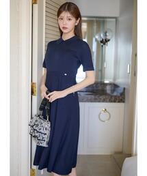 トッカ　ネイビー　ワンピース TOCCA（トッカ） ワンピース BI-COLOR KNIT DRESS ニットドレス