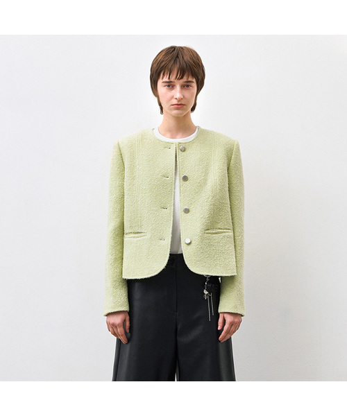 ATELIER NAIN（アトリエナイン）の「SPRING BOUCLE SET-UP JACKET(JK-3009)（その他アウター・レディース・ライトグリーン/アイボリー・SMALL/MEDIUM）」の2枚目の写真