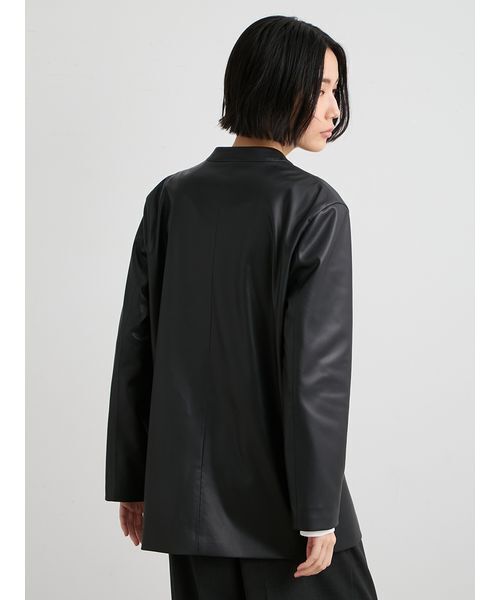 MIESROHE(ミースロエ)の「ウォッシャブルレザーノーカラージャケット(ノーカラージャケット・レディース・ブラック/ブラウン/ベージュ・0/1)」の17枚目の写真