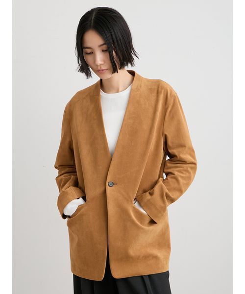 MIESROHE(ミースロエ)の「ウォッシャブルレザーノーカラージャケット(ノーカラージャケット・レディース・ブラック/ブラウン/ベージュ・0/1)」の22枚目の写真