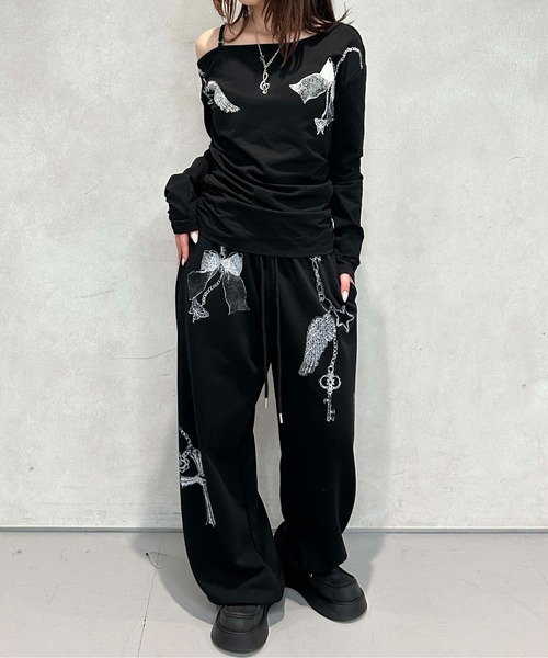 sedacle girl(セダクルガール)の「アシメオフショルプリントロンT(Tシャツ/カットソー・レディース・ブラック/グレー・SMALL/MEDIUM)」の16枚目の写真