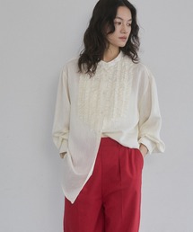 hunch（ハンチ）の「スラブ/デニム ストライプフリルシャツ（シャツ/ブラウス）」