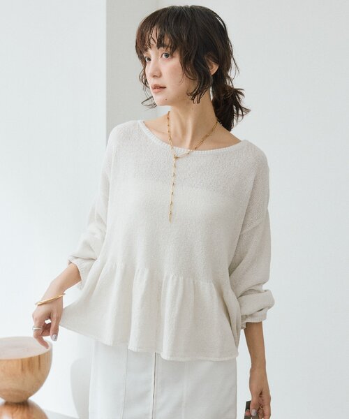 RIVE DROITE(リヴドロワ)の「予約【大人の甘さを演出】ルーズペプラムニット(ニット/セーター・レディース・モカ/グリーン/ホワイト系その他/ブラック・FREE)」の10枚目の写真