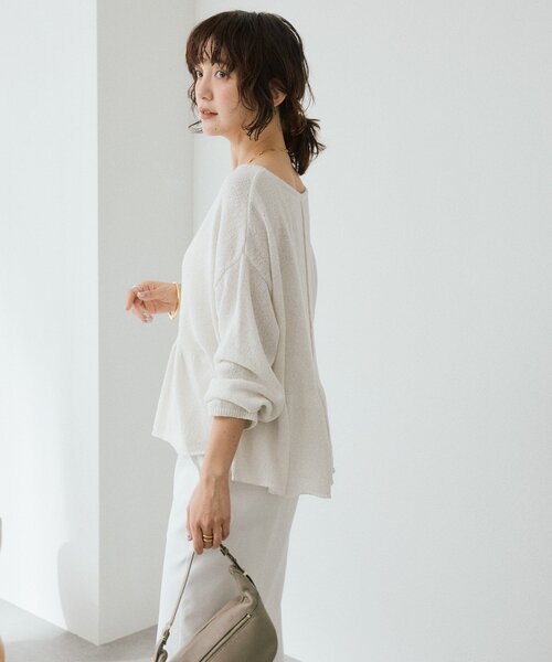 RIVE DROITE(リヴドロワ)の「予約【大人の甘さを演出】ルーズペプラムニット(ニット/セーター・レディース・モカ/グリーン/ホワイト系その他/ブラック・FREE)」の11枚目の写真