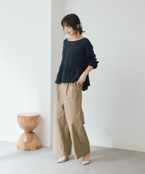 RIVE DROITE(リヴドロワ)の「予約【大人の甘さを演出】ルーズペプラムニット(ニット/セーター・レディース・モカ/グリーン/ホワイト系その他/ブラック・FREE)」の20枚目の写真