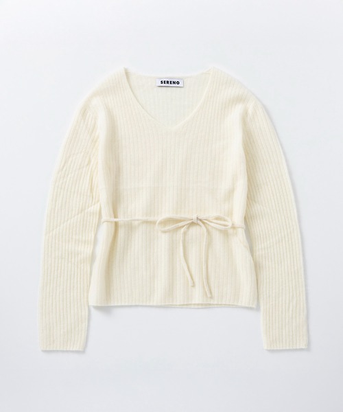 SERENO(セレーノ)の「カシミヤブレンド リブニットトップス(ニット/セーター・レディース・ダークグレー/パープル/ライトグレー/ダークブラウン/オフホワイト/ライトイエロー・ONESIZE)」の2枚目の写真
