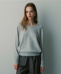 カシミヤブレンド リブニットトップス