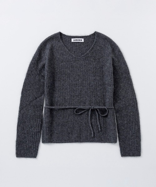 SERENO(セレーノ)の「カシミヤブレンド リブニットトップス(ニット/セーター・レディース・ダークグレー/パープル/ライトグレー/ダークブラウン/オフホワイト/ライトイエロー・ONESIZE)」の3枚目の写真