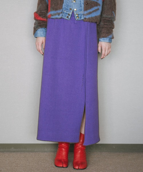 oll(オール)の「card board knit skirt(スカート・レディース・グレー/パープル・FREE)」の1枚目の写真