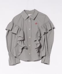 ヴィヴィアンウエストウッド　シャツ　グレー Vivienne Westwood オーブエンブロイダリー シャツ | グレー | FARFETCH JP