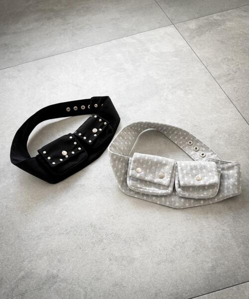 WEGO(ウィゴー)の「WEGO/スタッズウエストマークポーチ(ボディバッグ/ウエストポーチ・レディース・その他1/ブラック・FREE)」の3枚目の写真