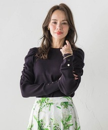 シャーリングスリーブニット