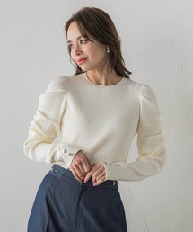 シャーリングスリーブニット