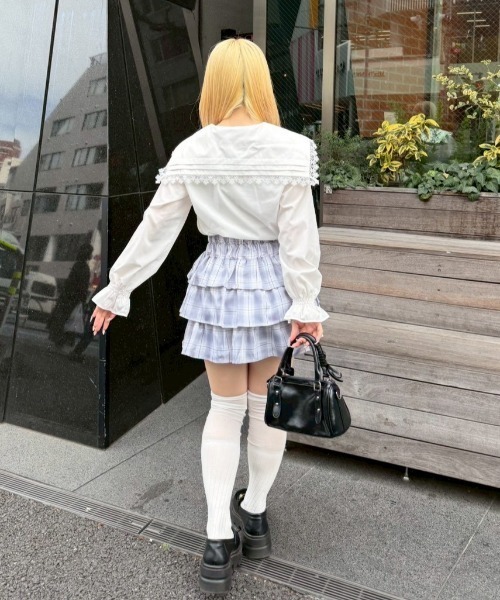 Another Branch olive des olive（アナザーブランチオリーブデオリーブ）の「ピンタック&レースでか衿ブラウス（シャツ/ブラウス・レディース・チェック/その他11/オフホワイト/ミント/ストライプ・FREE）」の12枚目の写真