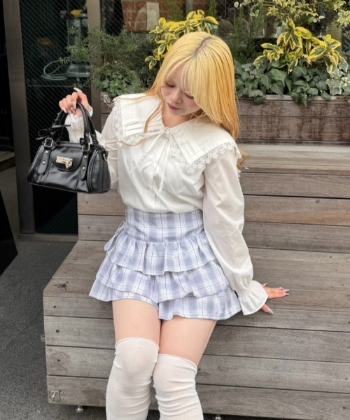 Another Branch olive des olive（アナザーブランチオリーブデオリーブ）の「ピンタック&レースでか衿ブラウス（シャツ/ブラウス・レディース・チェック/その他11/オフホワイト/ミント/ストライプ・FREE）」の7枚目の写真