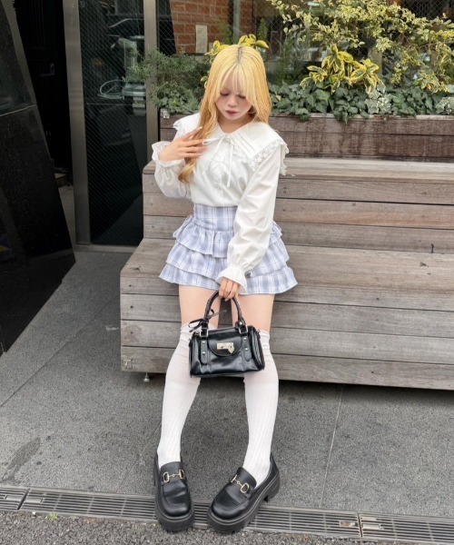Another Branch olive des olive（アナザーブランチオリーブデオリーブ）の「ピンタック&レースでか衿ブラウス（シャツ/ブラウス・レディース・チェック/その他11/オフホワイト/ミント/ストライプ・FREE）」の10枚目の写真