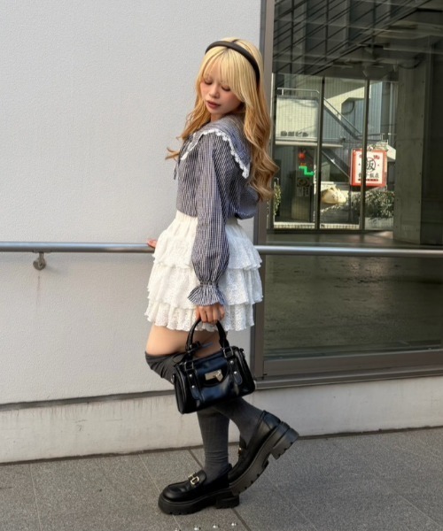 Another Branch olive des olive（アナザーブランチオリーブデオリーブ）の「ピンタック&レースでか衿ブラウス（シャツ/ブラウス・レディース・チェック/その他11/オフホワイト/ミント/ストライプ・FREE）」の20枚目の写真
