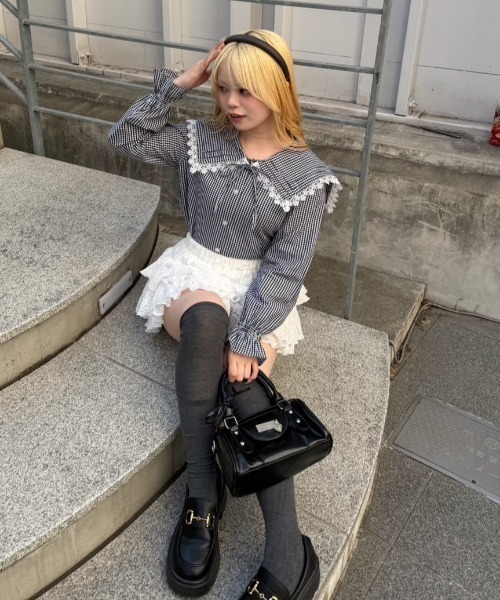 Another Branch olive des olive（アナザーブランチオリーブデオリーブ）の「ピンタック&レースでか衿ブラウス（シャツ/ブラウス・レディース・チェック/その他11/オフホワイト/ミント/ストライプ・FREE）」の16枚目の写真