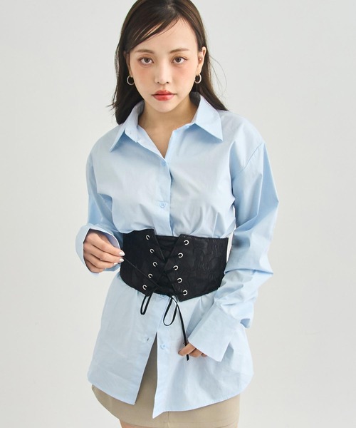 ANAP（アナップ）の「レースデザイン レースアップ コルセット ベルト（ベルト・レディース・ブラック・F）」の3枚目の写真