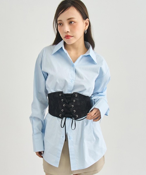 ANAP（アナップ）の「レースデザイン レースアップ コルセット ベルト（ベルト・レディース・ブラック・F）」の4枚目の写真