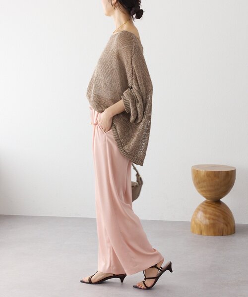 RIVE DROITE（リヴドロワ）の「予約【上品な光沢】サテンツイルイージーパンツ（その他パンツ・レディース・ベージュ/ピンク/チャコールグレー・38/36）」の9枚目の写真