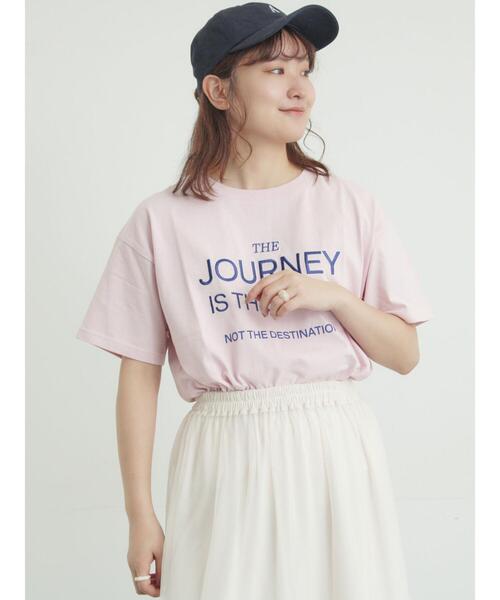 Samansa Mos2（サマンサ モスモス）の「ロゴ刺繍Tシャツ（Tシャツ/カットソー・レディース・チャコールグレー/オフホワイト/ピンク・F）」の3枚目の写真