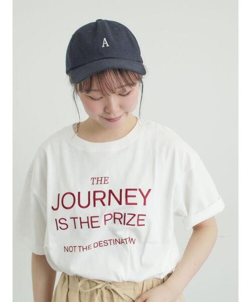 Samansa Mos2（サマンサ モスモス）の「ロゴ刺繍Tシャツ（Tシャツ/カットソー・レディース・チャコールグレー/オフホワイト/ピンク・F）」の4枚目の写真