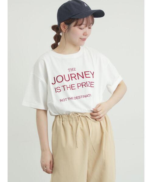 Samansa Mos2（サマンサ モスモス）の「ロゴ刺繍Tシャツ（Tシャツ/カットソー・レディース・チャコールグレー/オフホワイト/ピンク・F）」の5枚目の写真