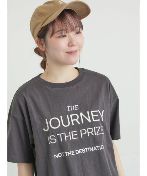 Samansa Mos2（サマンサ モスモス）の「ロゴ刺繍Tシャツ（Tシャツ/カットソー・レディース・チャコールグレー/オフホワイト/ピンク・F）」の12枚目の写真