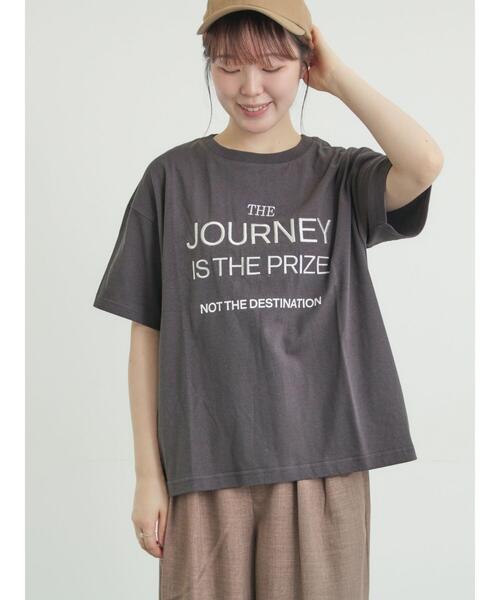 Samansa Mos2（サマンサ モスモス）の「ロゴ刺繍Tシャツ（Tシャツ/カットソー・レディース・チャコールグレー/オフホワイト/ピンク・F）」の13枚目の写真