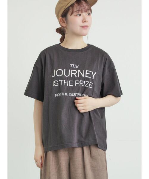 Samansa Mos2（サマンサ モスモス）の「ロゴ刺繍Tシャツ（Tシャツ/カットソー・レディース・チャコールグレー/オフホワイト/ピンク・F）」の14枚目の写真