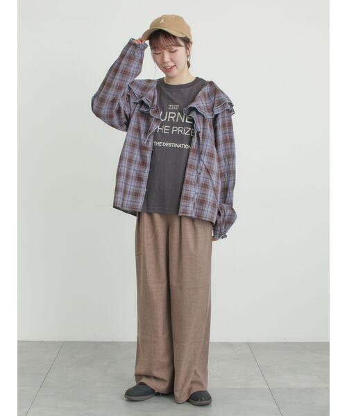 Samansa Mos2（サマンサ モスモス）の「ロゴ刺繍Tシャツ（Tシャツ/カットソー・レディース・チャコールグレー/オフホワイト/ピンク・F）」の17枚目の写真
