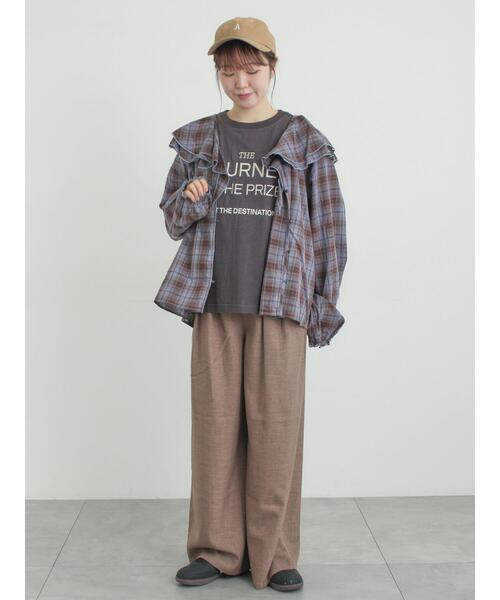 Samansa Mos2（サマンサ モスモス）の「ロゴ刺繍Tシャツ（Tシャツ/カットソー・レディース・チャコールグレー/オフホワイト/ピンク・F）」の18枚目の写真