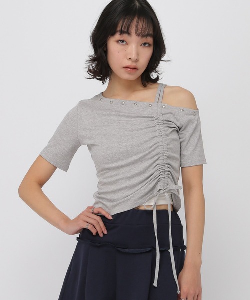 3.3 Field Trip （3.3フィールドトリップ）の「3.3 Field Trip／スタッズワンショルトップス（Tシャツ/カットソー・レディース・ブラック/カーキ/オフホワイト/グレー/グレー系その他・FREE）」の4枚目の写真