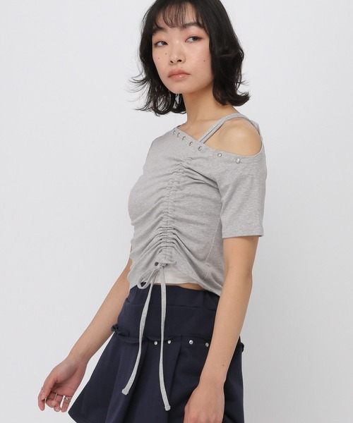 3.3 Field Trip （3.3フィールドトリップ）の「3.3 Field Trip／スタッズワンショルトップス（Tシャツ/カットソー・レディース・ブラック/カーキ/オフホワイト/グレー/グレー系その他・FREE）」の10枚目の写真