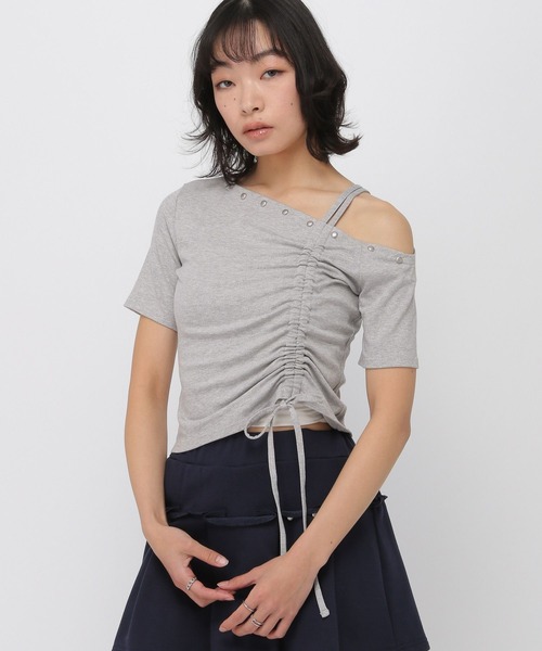 3.3 Field Trip （3.3フィールドトリップ）の「3.3 Field Trip／スタッズワンショルトップス（Tシャツ/カットソー・レディース・ブラック/カーキ/オフホワイト/グレー/グレー系その他・FREE）」の9枚目の写真