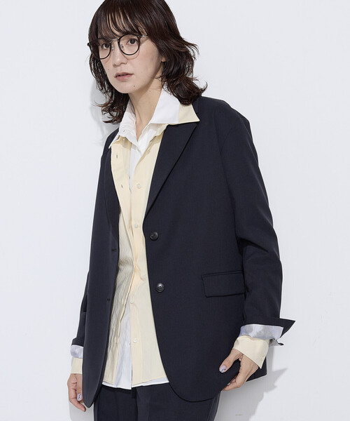 COMME CA Wardrobe(コムサワードローブ)の「【セットアップ対応】パウダープレーンストレッチ ロングジャケット(スーツジャケット・レディース・ブラウン/ネイビー・7号/9号)」の1枚目の写真