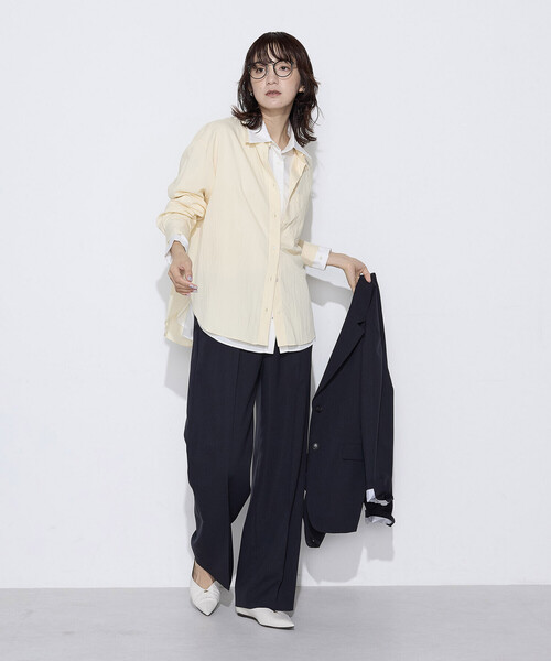 COMME CA Wardrobe(コムサワードローブ)の「【セットアップ対応】パウダープレーンストレッチ ロングジャケット(スーツジャケット・レディース・ブラウン/ネイビー・7号/9号)」の4枚目の写真