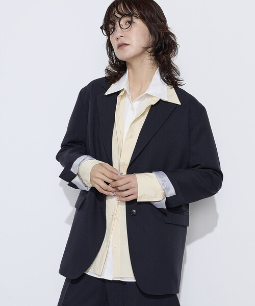 COMME CA Wardrobe(コムサワードローブ)の「【セットアップ対応】パウダープレーンストレッチ ロングジャケット(スーツジャケット・レディース・ブラウン/ネイビー・7号/9号)」の5枚目の写真