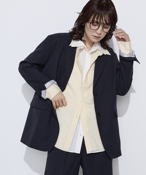 COMME CA Wardrobe(コムサワードローブ)の「【セットアップ対応】パウダープレーンストレッチ ロングジャケット(スーツジャケット・レディース・ブラウン/ネイビー・7号/9号)」の6枚目の写真