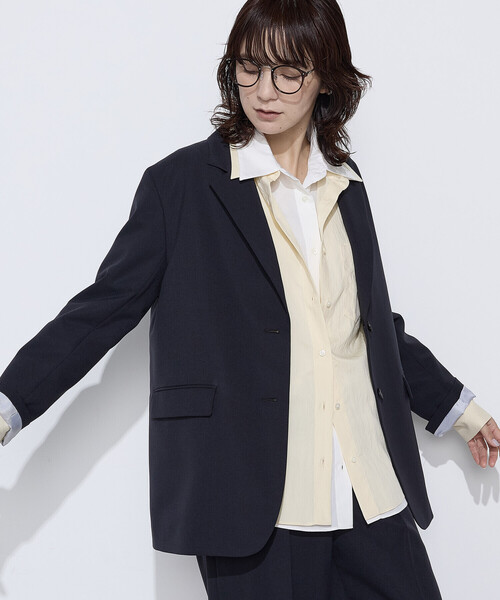 COMME CA Wardrobe(コムサワードローブ)の「【セットアップ対応】パウダープレーンストレッチ ロングジャケット(スーツジャケット・レディース・ブラウン/ネイビー・7号/9号)」の7枚目の写真